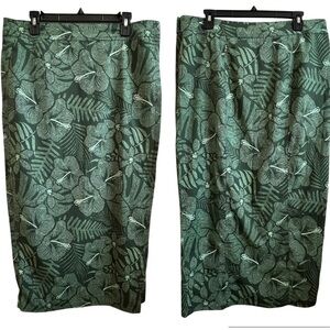 Rip Skirt Hawaii Maui Green Floral Tropical Quick Dry Vacation Wrap Skirt SZ L